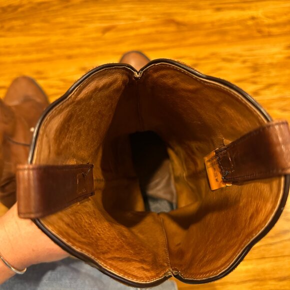 Women’s Vintage Brown Leather Roadwolf Western Pull On Cowboy Boots Size 7 - Picture 7 of 8